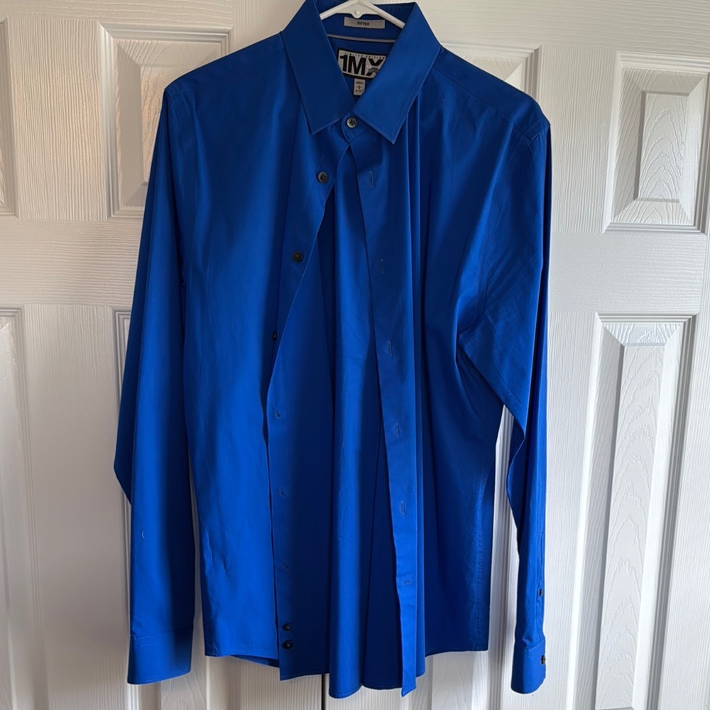 Express- 1MX Men's Blue Dress Shirt- L